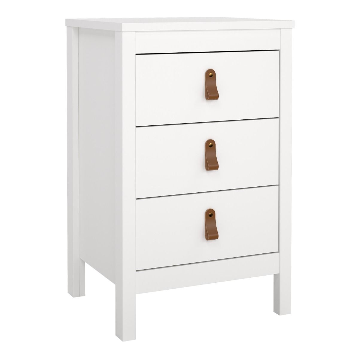 Barcelona Bedside Table 3 Drawers In White - Price Crash Furniture