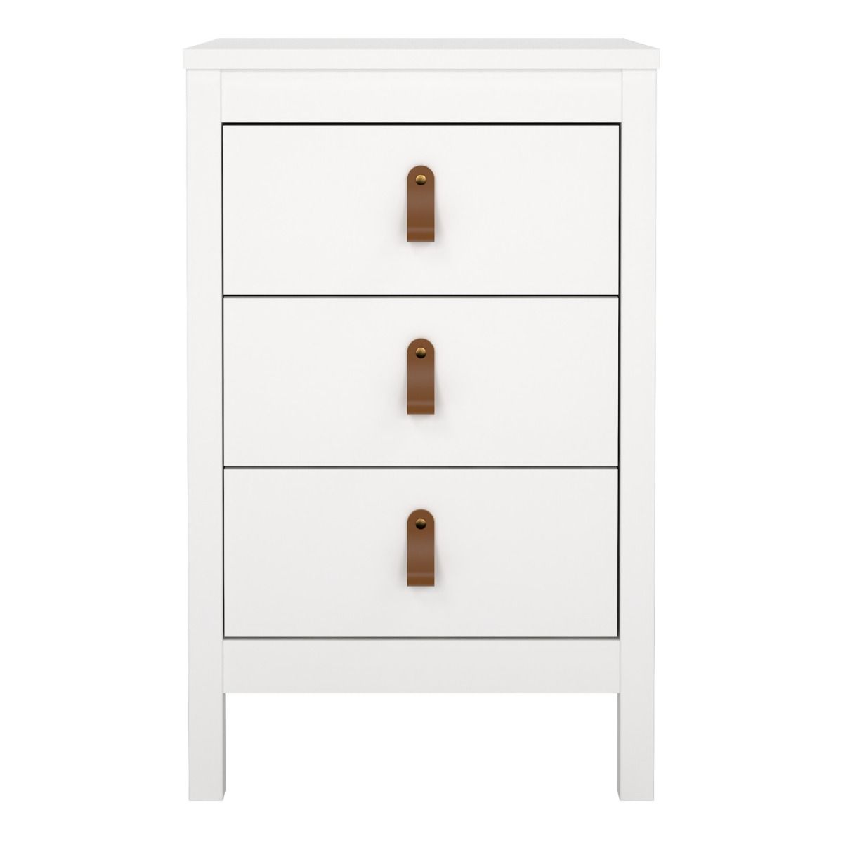 Barcelona Bedside Table 3 Drawers In White - Price Crash Furniture