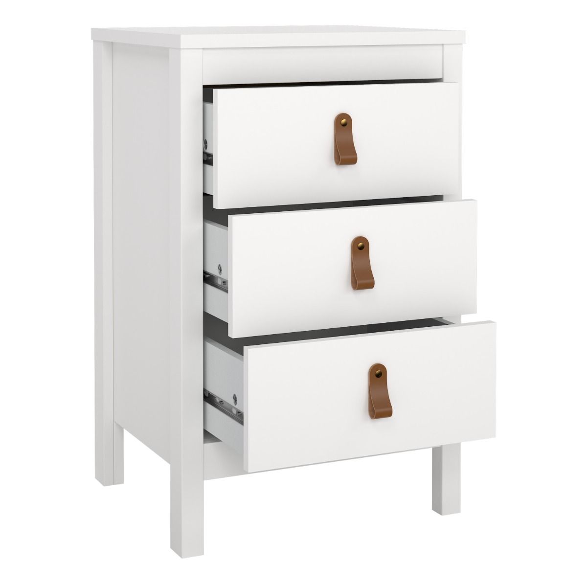 Barcelona Bedside Table 3 Drawers In White - Price Crash Furniture