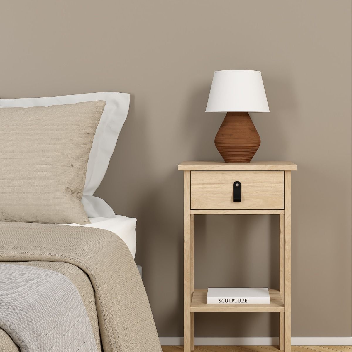 Barcelona Bedside Table With 1 Drawer In Jackson Hickory Oak - Price Crash Furniture