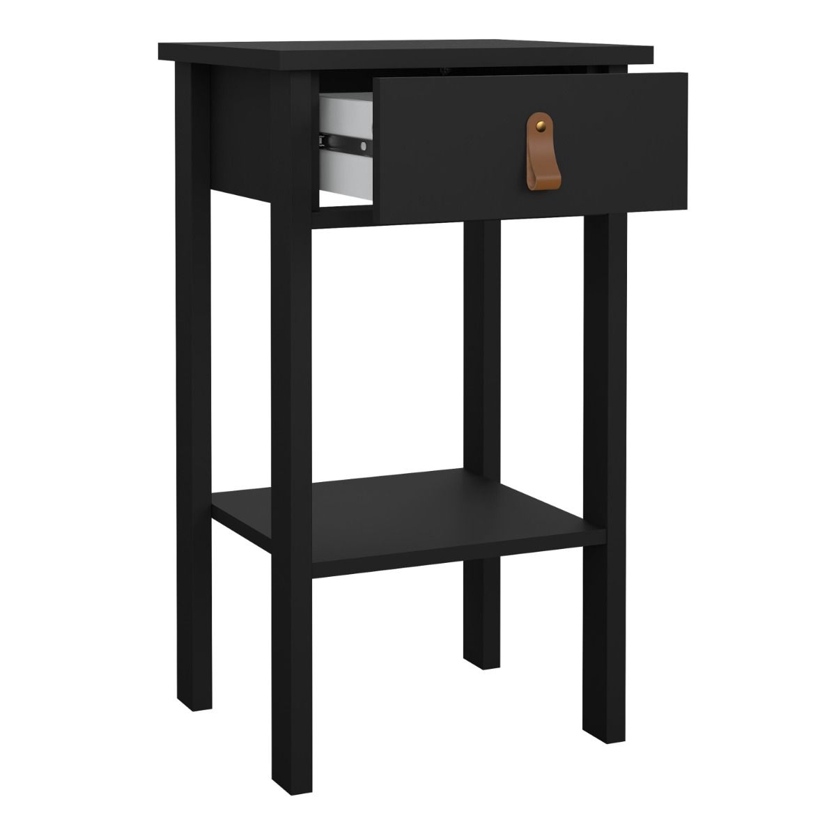 Barcelona Bedside Table With 1 Drawer In Matt Black - Price Crash Furniture