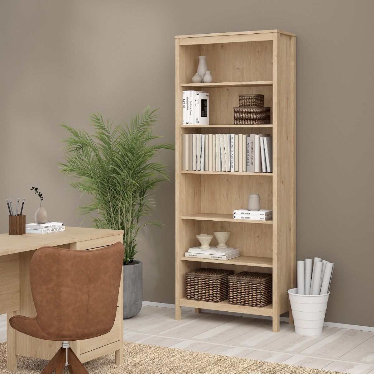 Barcelona Bookcase In Jackson Hickory Oak - Price Crash Furniture