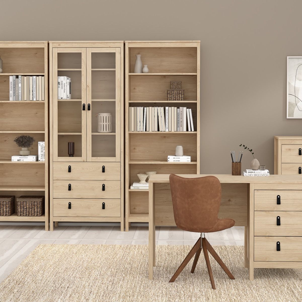 Barcelona Bookcase In Jackson Hickory Oak - Price Crash Furniture