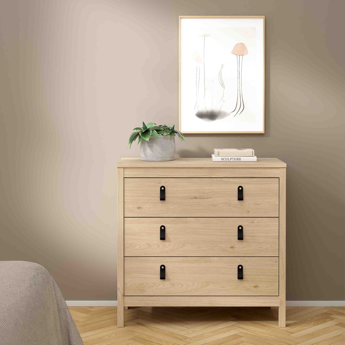 Barcelona Chest of 3 Drawers In Jackson Hickory Oak - Price Crash Furniture
