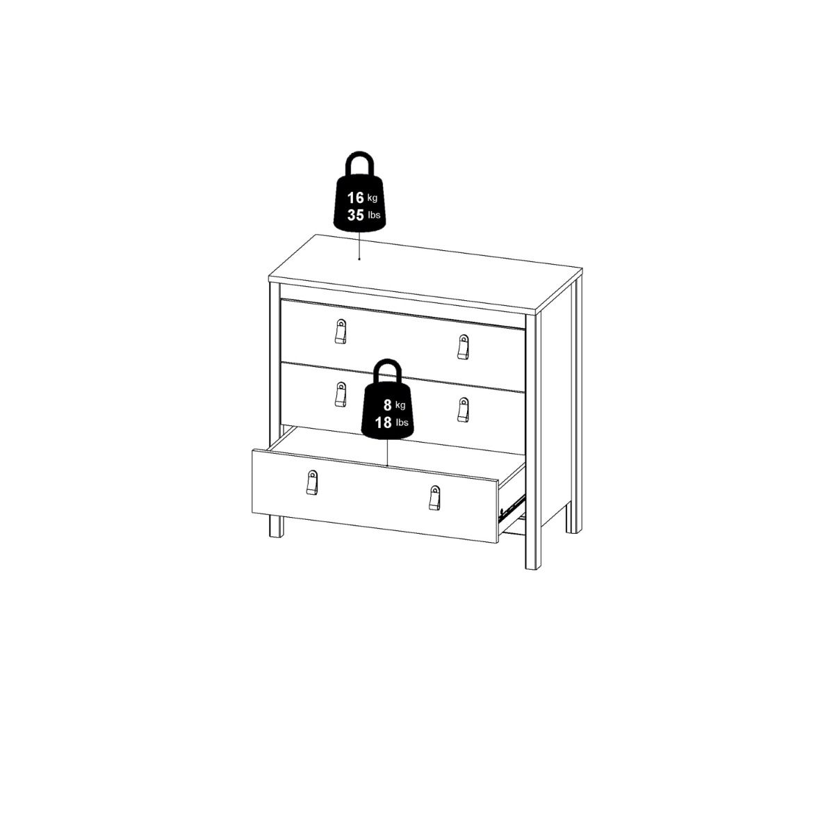 Barcelona Chest of 3 Drawers In Jackson Hickory Oak - Price Crash Furniture