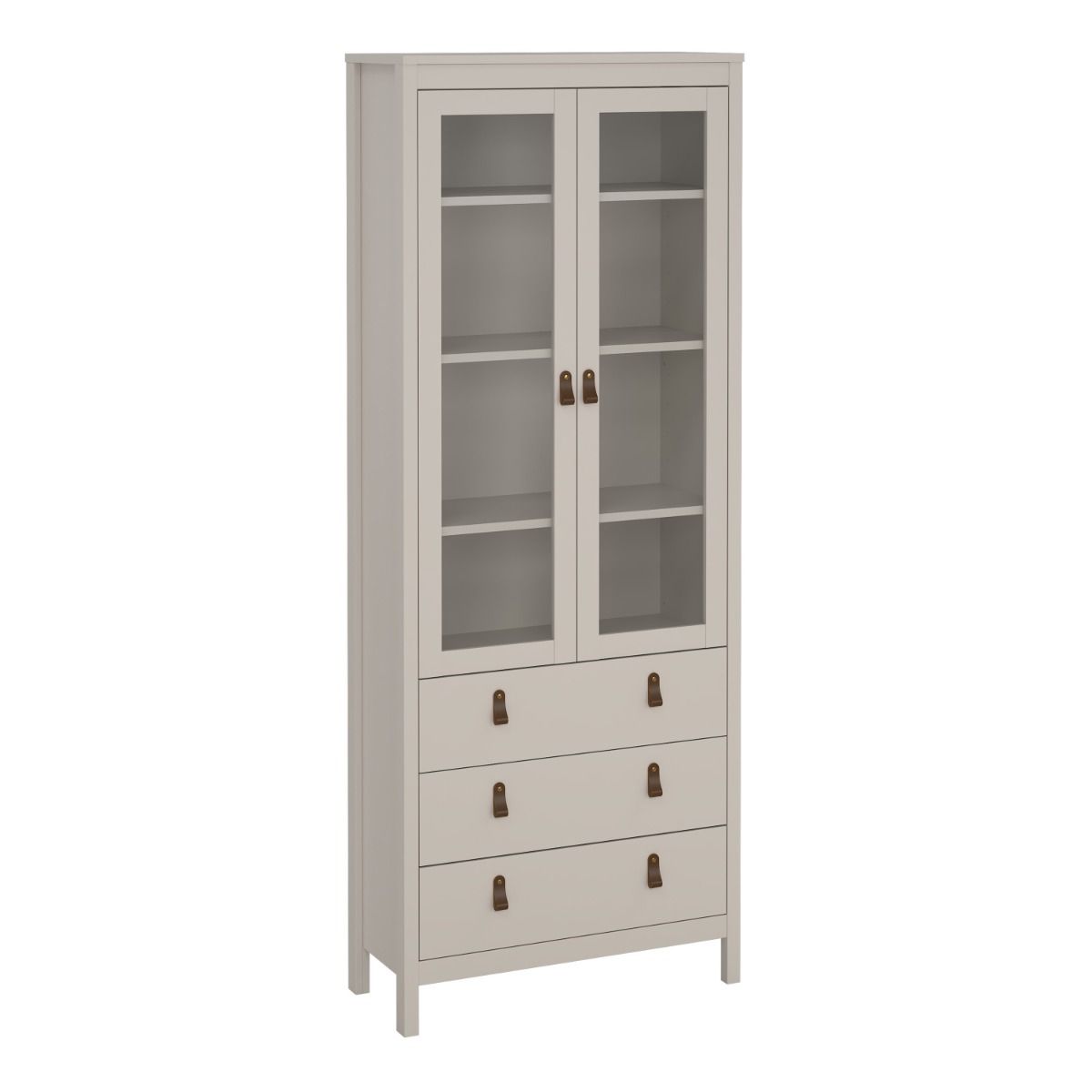Barcelona China Cabinet 2 Glass Doors With 3 Drawers In Cashmere - Price Crash Furniture