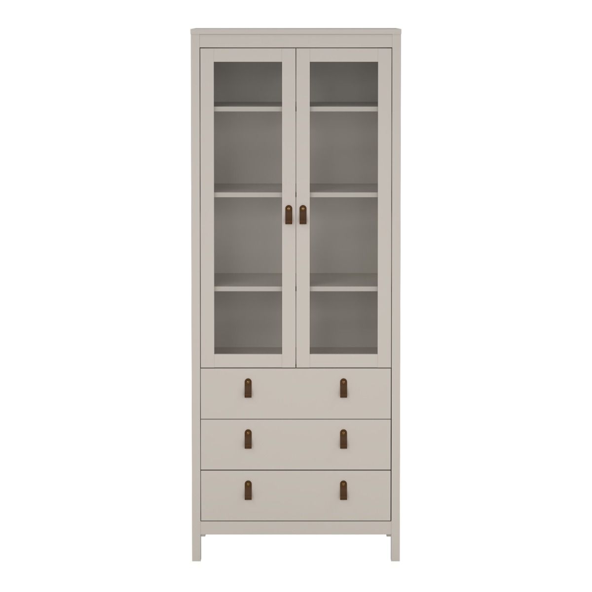 Barcelona China Cabinet 2 Glass Doors With 3 Drawers In Cashmere - Price Crash Furniture