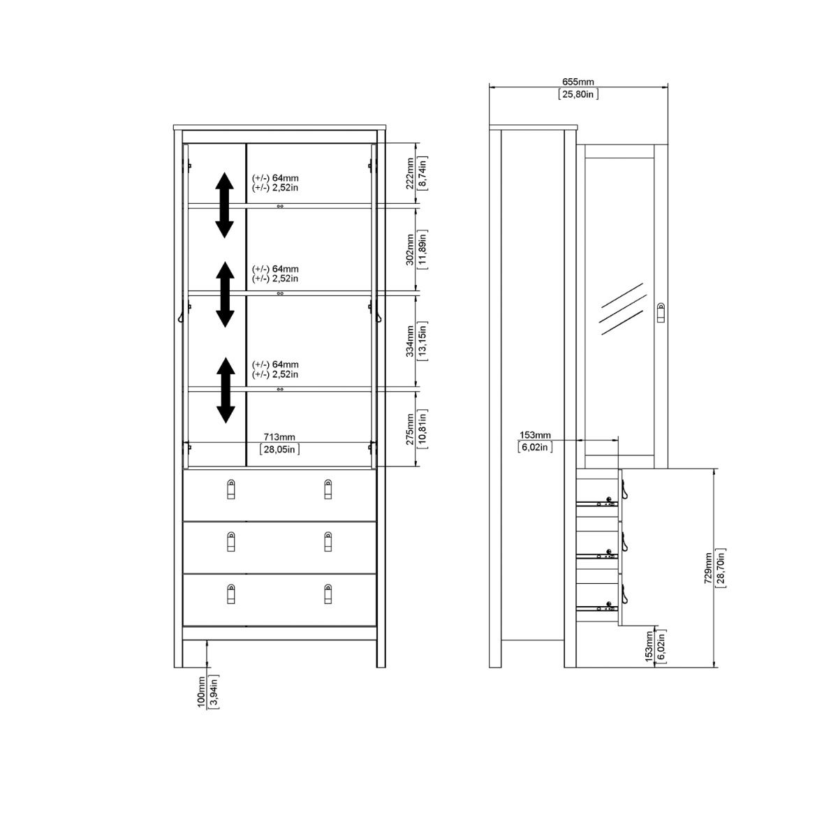 Barcelona China Cabinet 2 Glass Doors With 3 Drawers In Cashmere - Price Crash Furniture