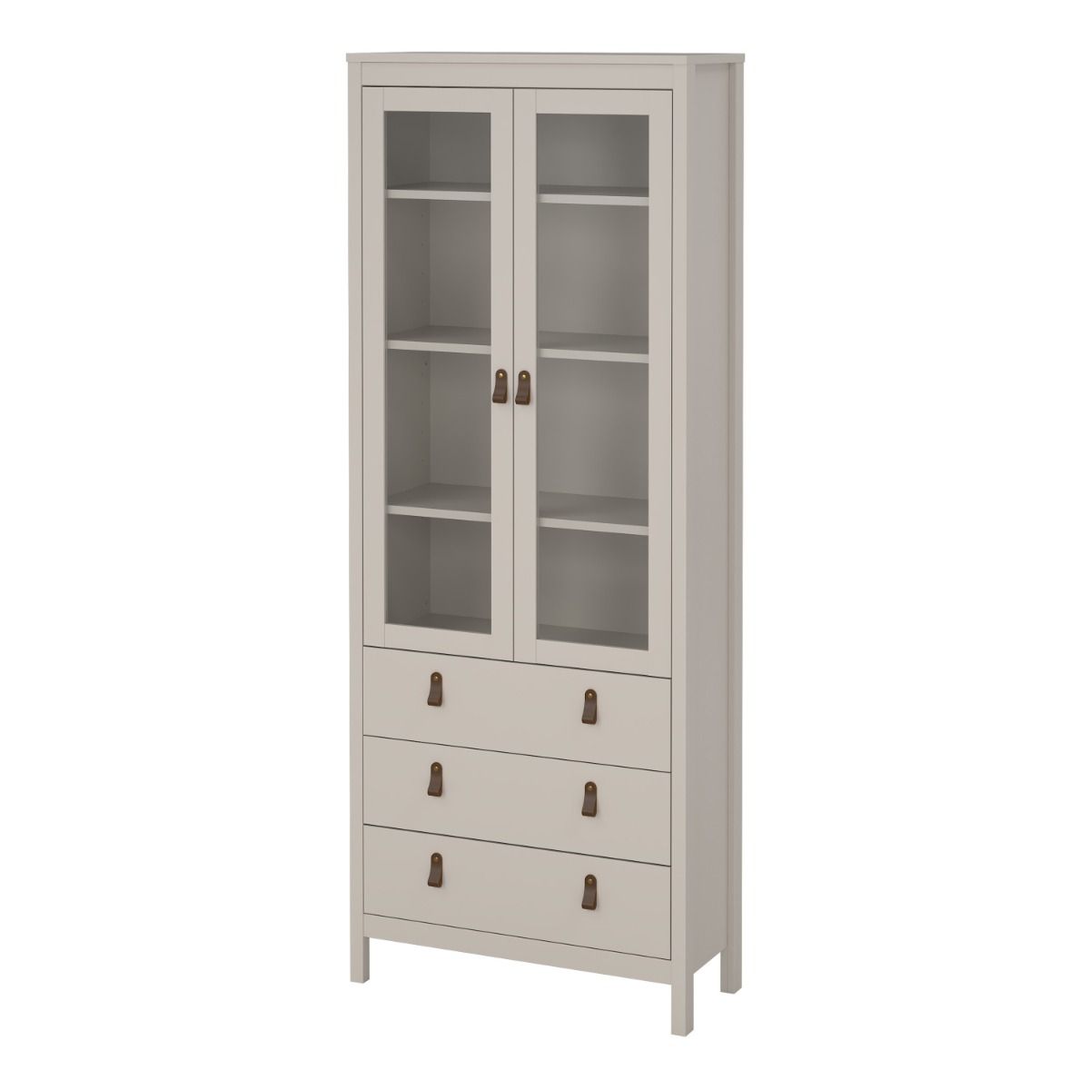 Barcelona China Cabinet 2 Glass Doors With 3 Drawers In Cashmere - Price Crash Furniture