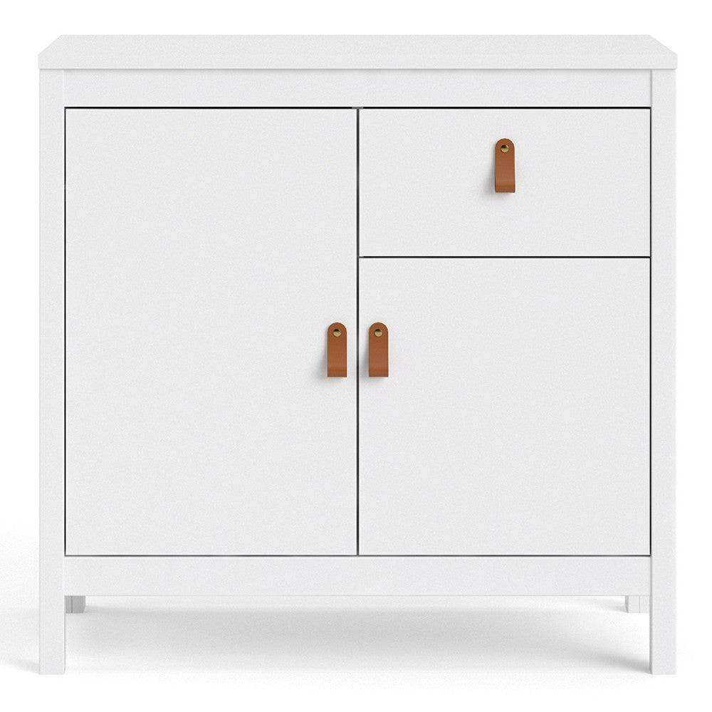 Barcelona Compact Small Sideboard 2 Doors + 1 Drawer in White - Price Crash Furniture