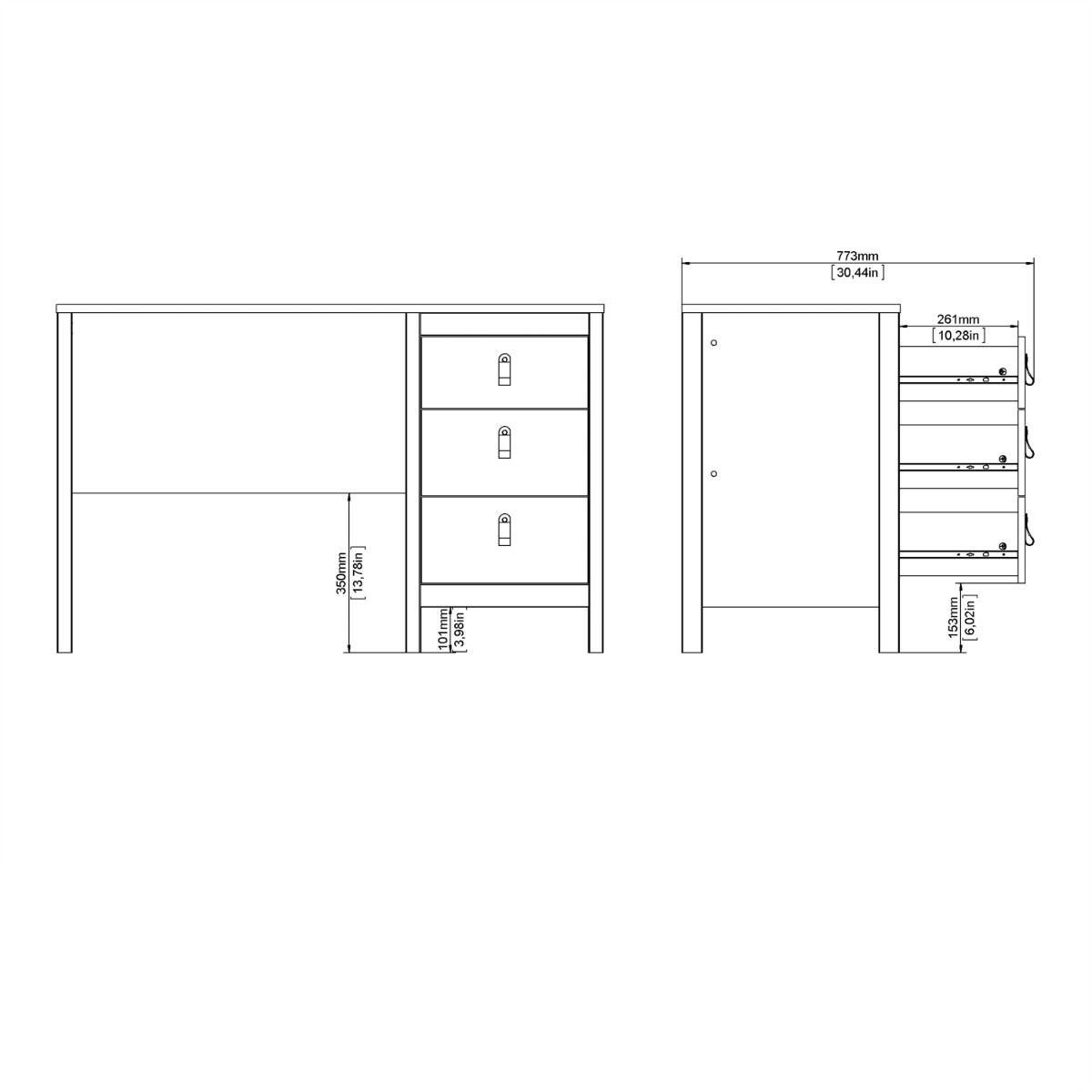 Barcelona Desk 3 Drawers In Jackson Hickory Oak - Price Crash Furniture