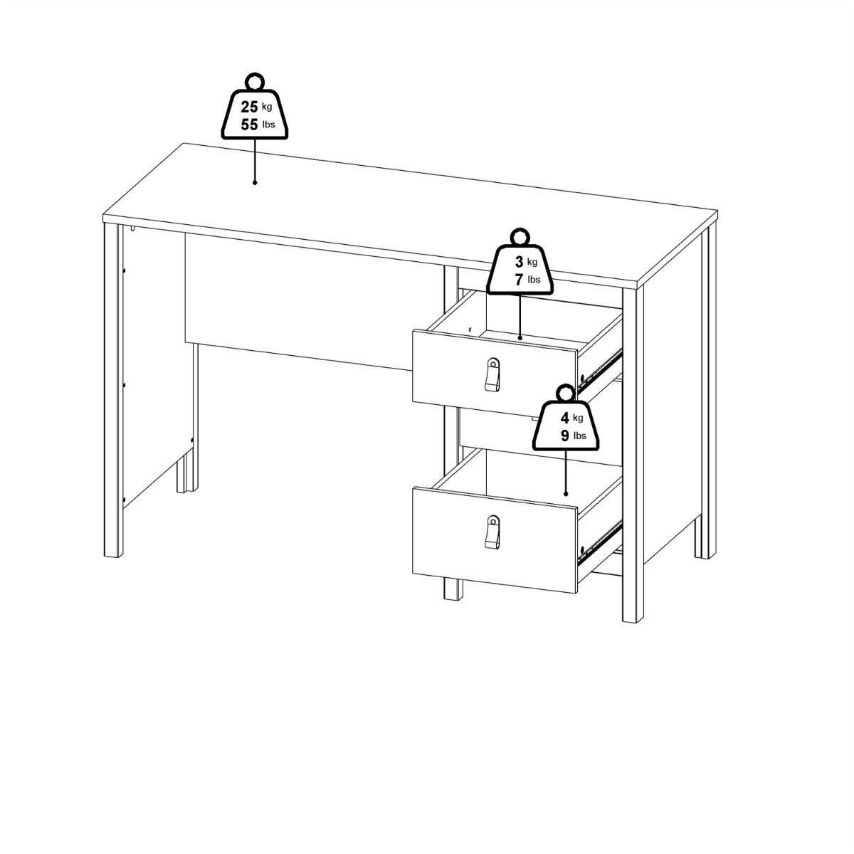 Barcelona Desk 3 Drawers In Jackson Hickory Oak - Price Crash Furniture