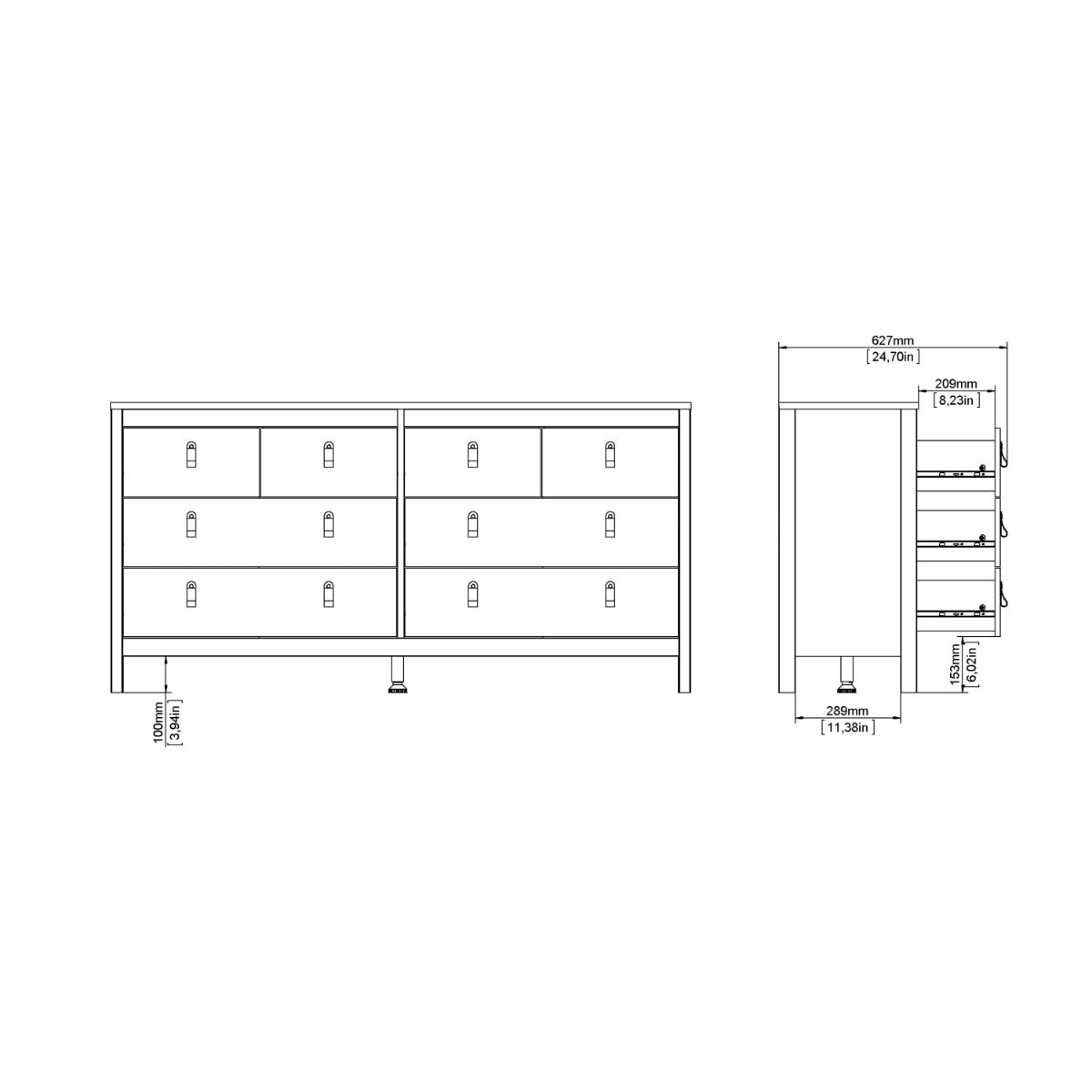 Barcelona Double Dresser 4+4 Drawers In Jackson Hickory Oak - Price Crash Furniture