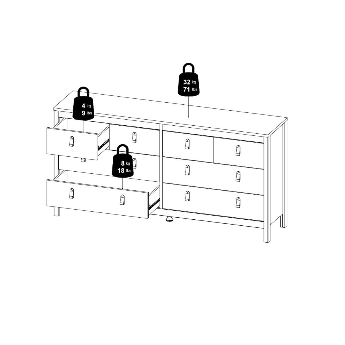 Barcelona Double Dresser 4+4 Drawers In Jackson Hickory Oak - Price Crash Furniture