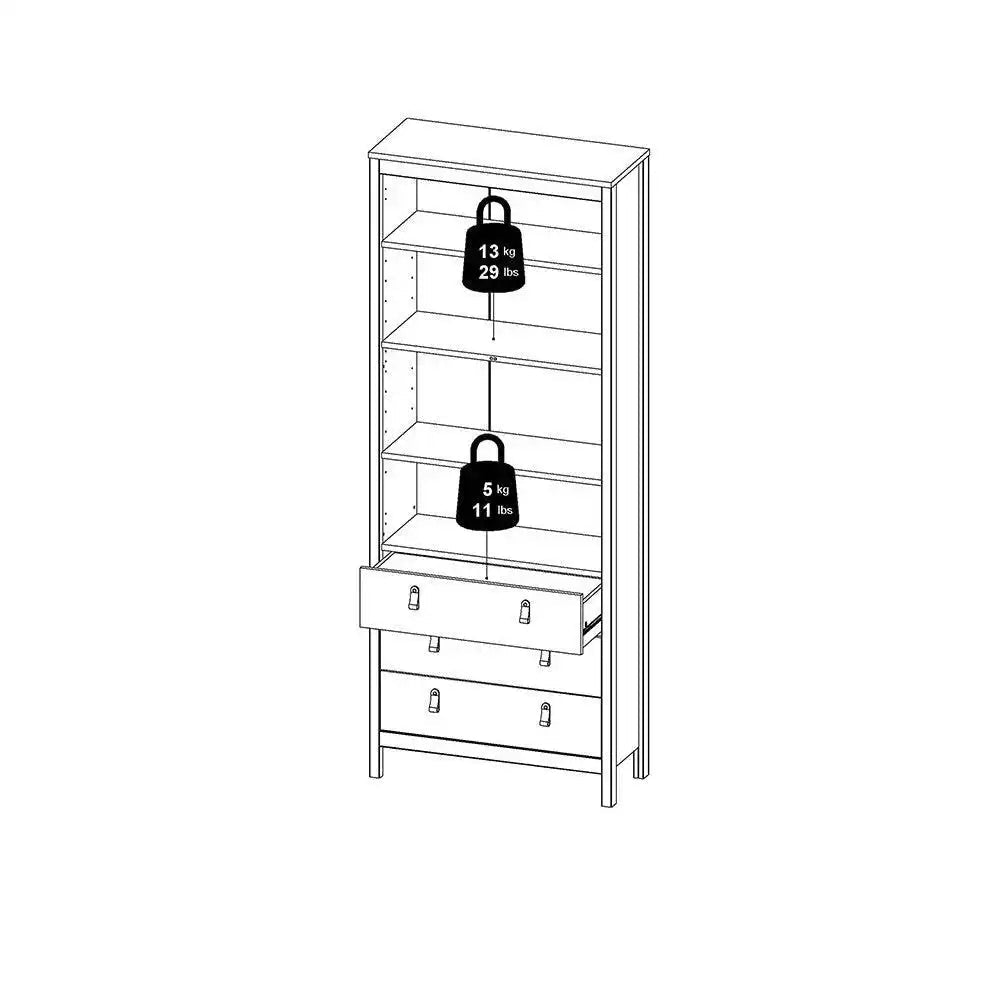 Barcelona Glazed Double Display China Cabinet Unit 2 Doors 3 Drawers Black - Price Crash Furniture