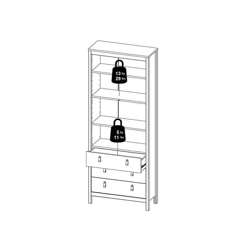Barcelona Glazed Double Display China Cabinet Unit 2 Doors 3 Drawers White - Price Crash Furniture