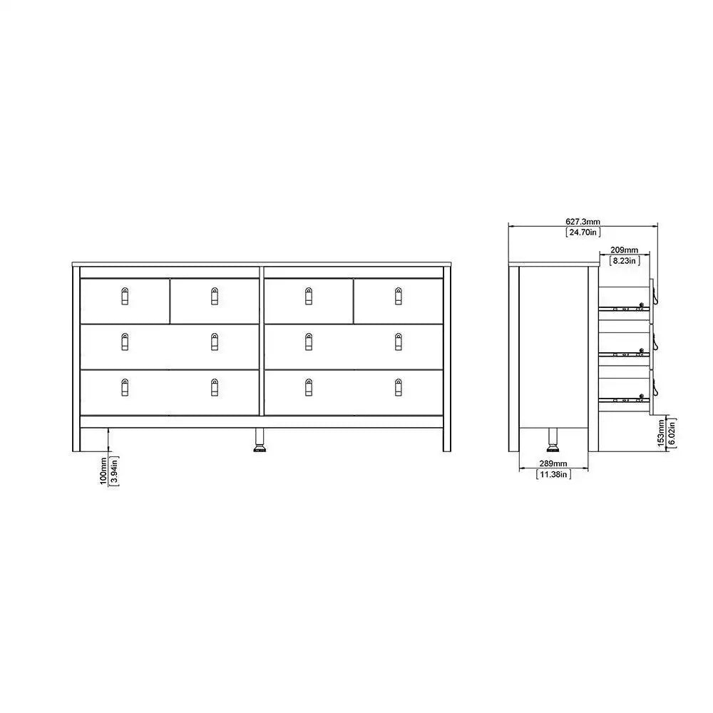 Barcelona Large Wide (4+4) 8 Drawer Chest of Drawers in Matt Black - Price Crash Furniture