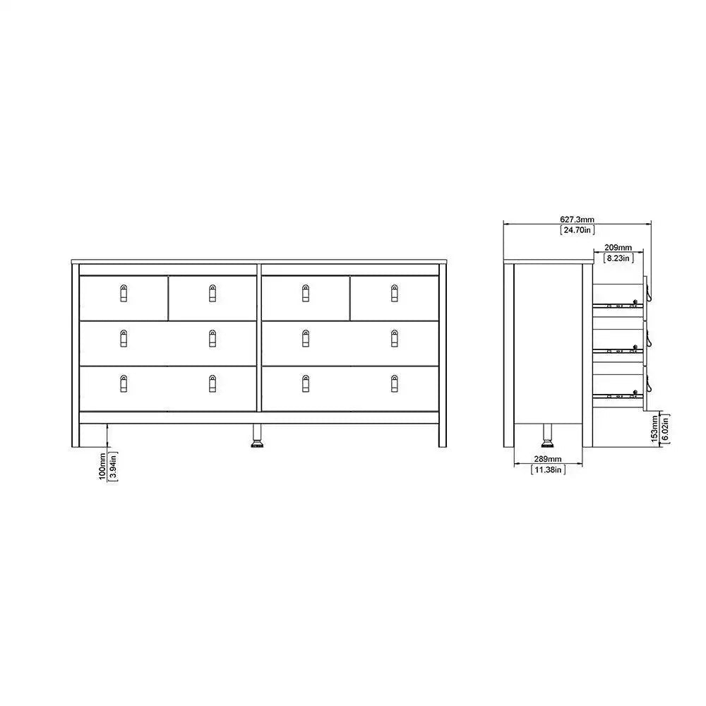 Barcelona Large Wide (4+4) 8 Drawer Chest of Drawers in Matt Black - Price Crash Furniture
