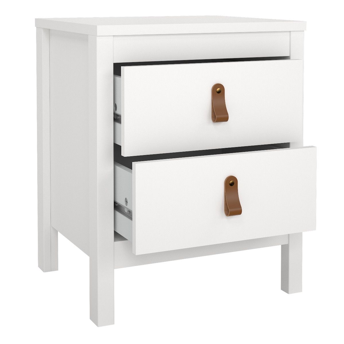 Barcelona Package - Bedside Table 2 Drawers + Chest 5 Drawers + Wardrobe With 2 Doors In White - Price Crash Furniture