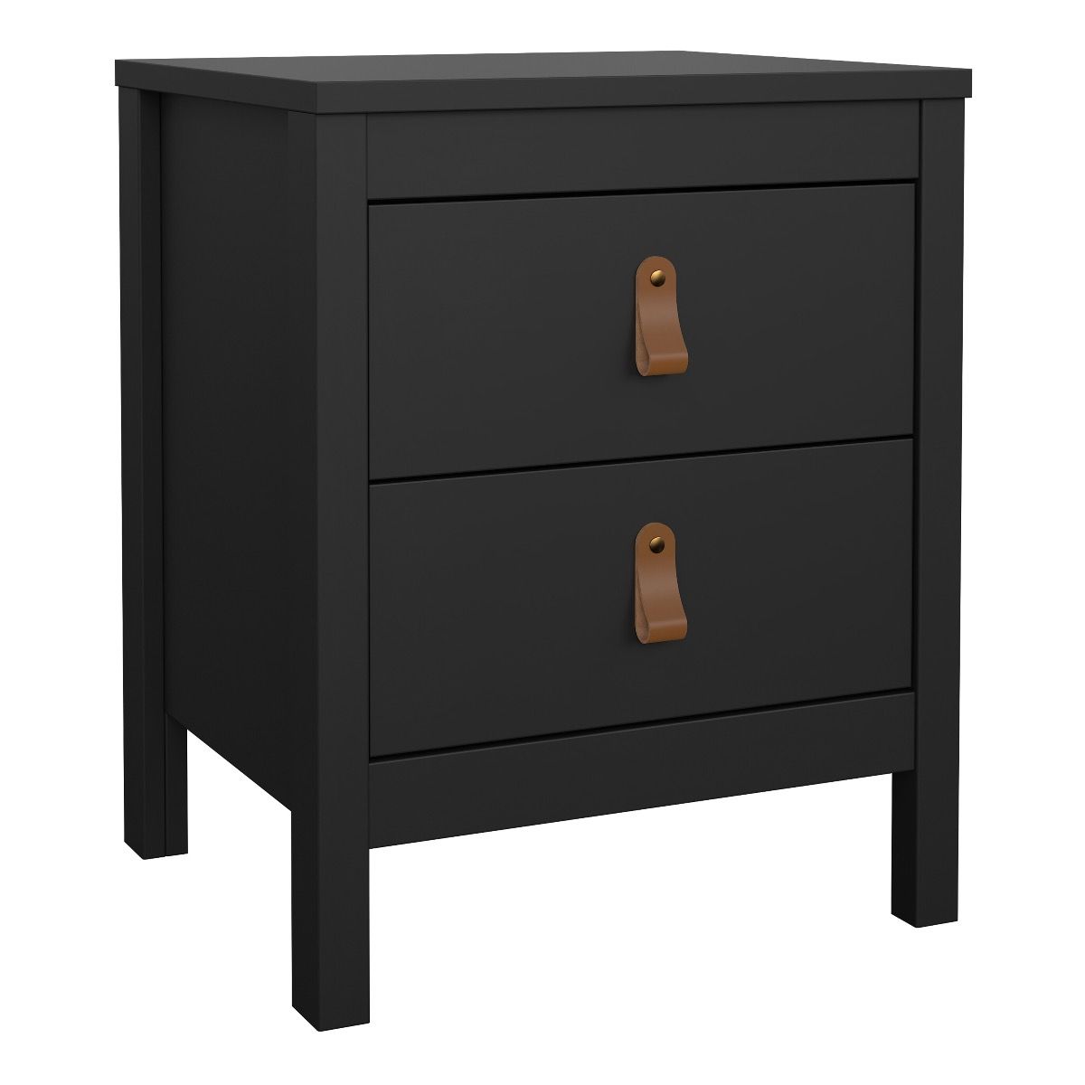 Barcelona Package - Bedside Table 2 Drawers + Chest 5 Drawers + Wardrobe With 3 Doors In Matt Black - Price Crash Furniture