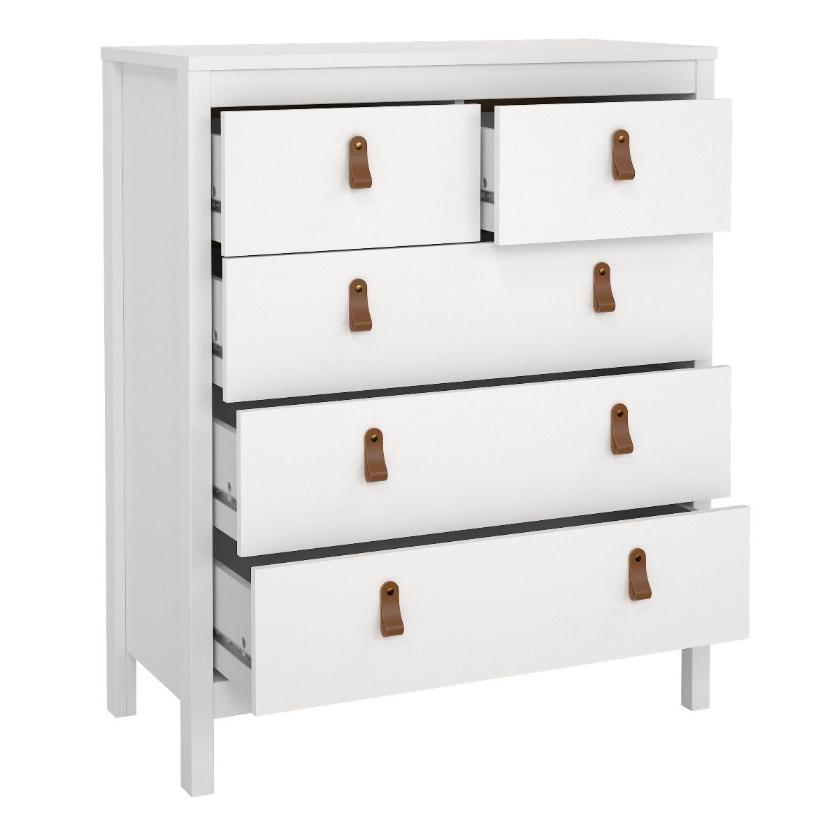Barcelona Package - Bedside Table 2 Drawers + Chest 5 Drawers + Wardrobe With 3 Doors In White - Price Crash Furniture