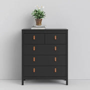 Barcelona Shaker Style (3+2) 5 Drawer Chest of Drawers in Matt Black - Price Crash Furniture