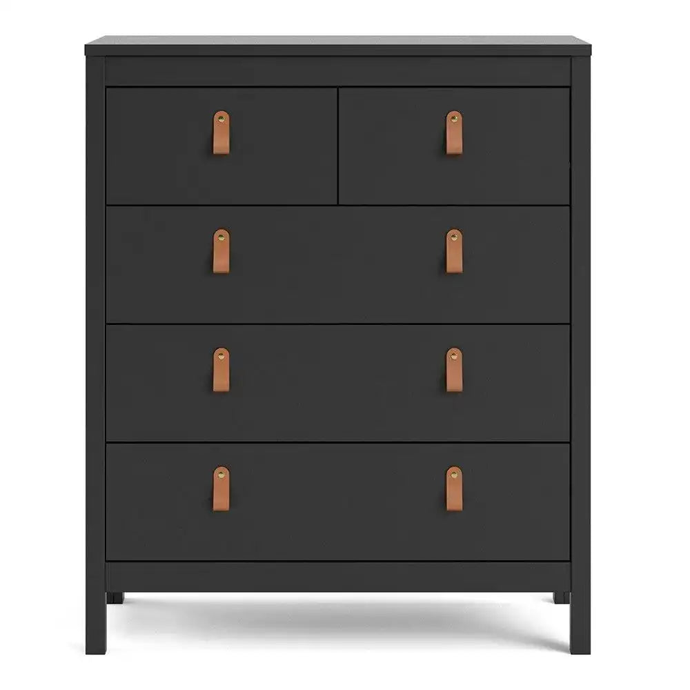 Barcelona Shaker Style (3+2) 5 Drawer Chest of Drawers in Matt Black - Price Crash Furniture