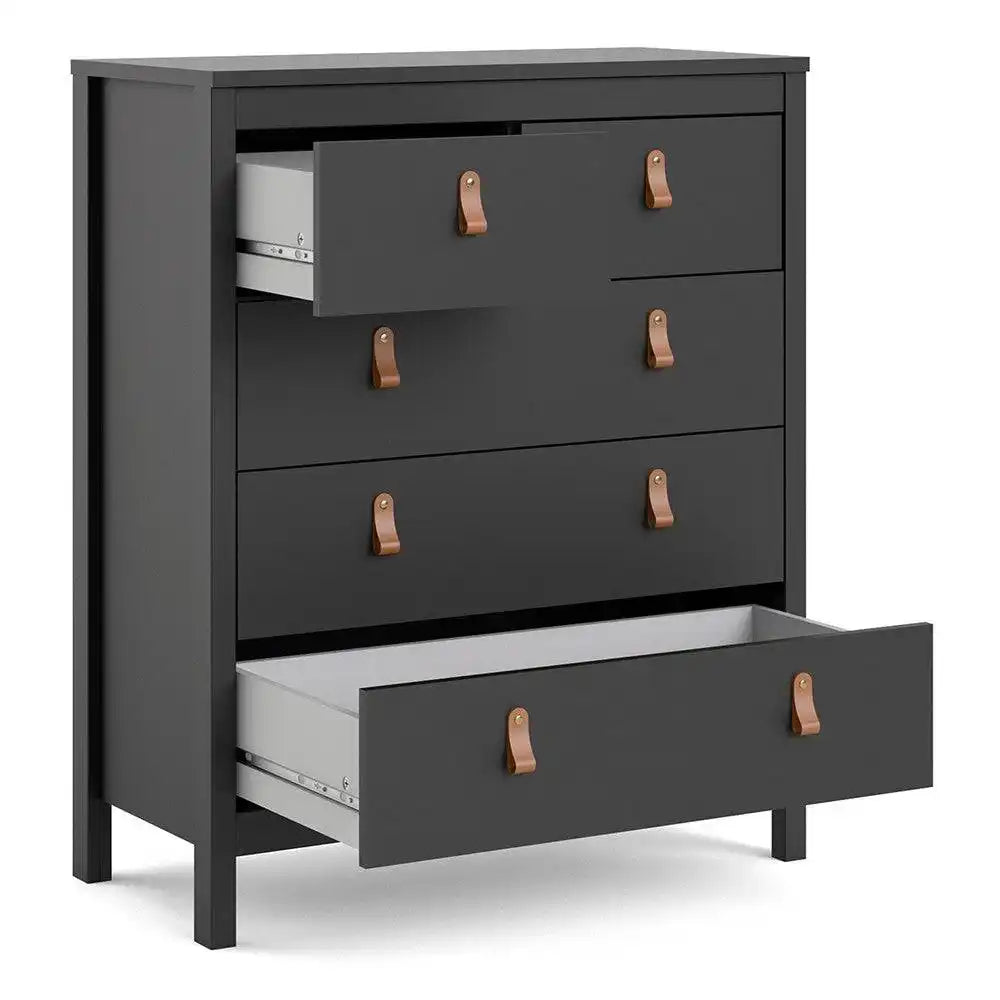 Barcelona Shaker Style (3+2) 5 Drawer Chest of Drawers in Matt Black - Price Crash Furniture