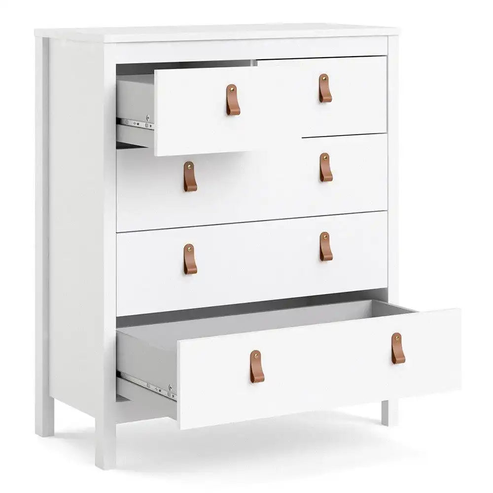 Barcelona Shaker Style (3+2) 5 Drawer Chest of Drawers in White - Price Crash Furniture