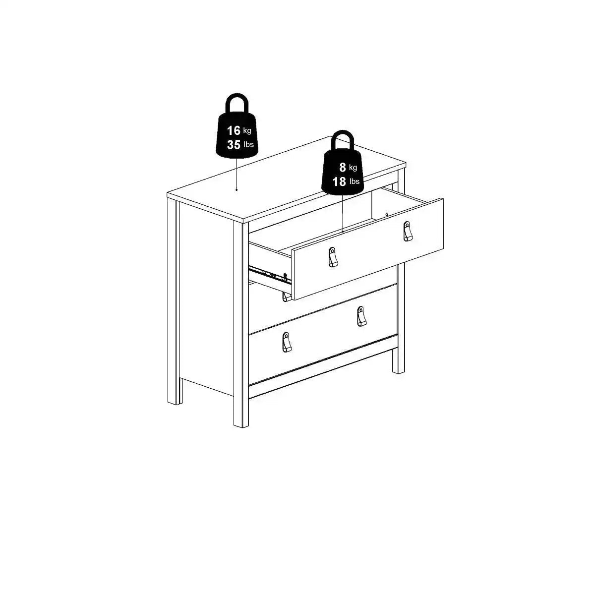 Barcelona Shaker Style 3 Drawer Chest of Drawers in Matt Black - Price Crash Furniture