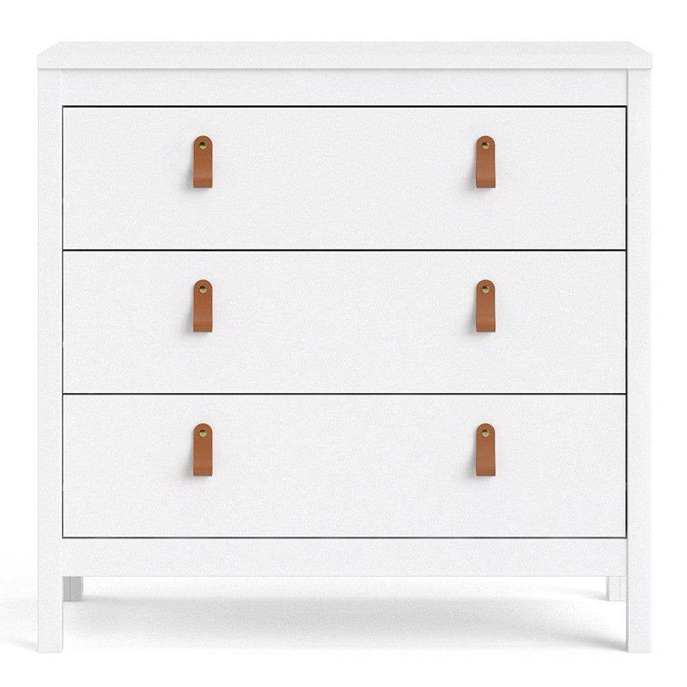 Barcelona Shaker Style 3 Drawer Chest of Drawers in White - Price Crash Furniture