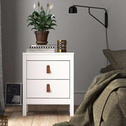 Barcelona Shaker Style Bedside Table Cabinet 2 Drawers in White - Price Crash Furniture