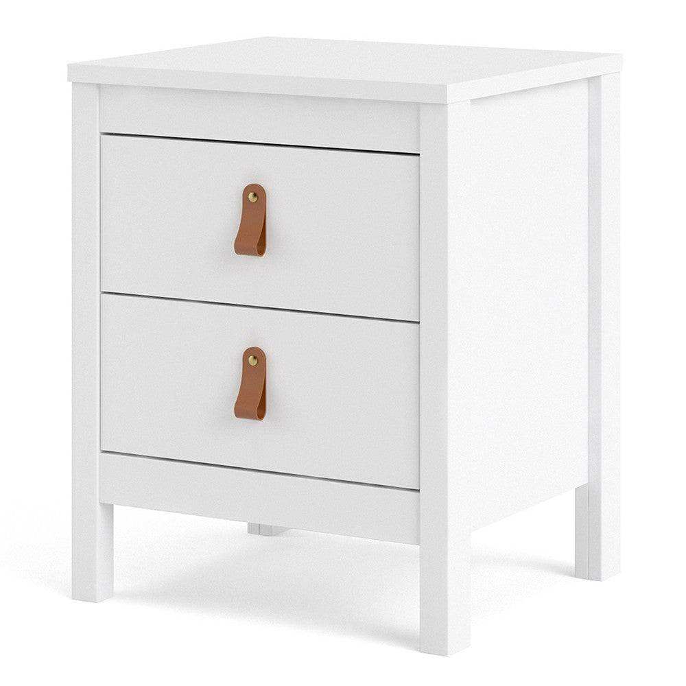 Barcelona Shaker Style Bedside Table Cabinet 2 Drawers in White - Price Crash Furniture