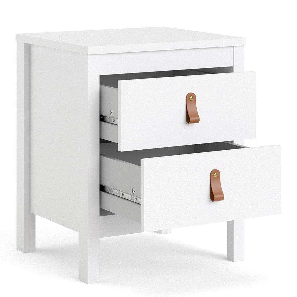 Barcelona Shaker Style Bedside Table Cabinet 2 Drawers in White - Price Crash Furniture