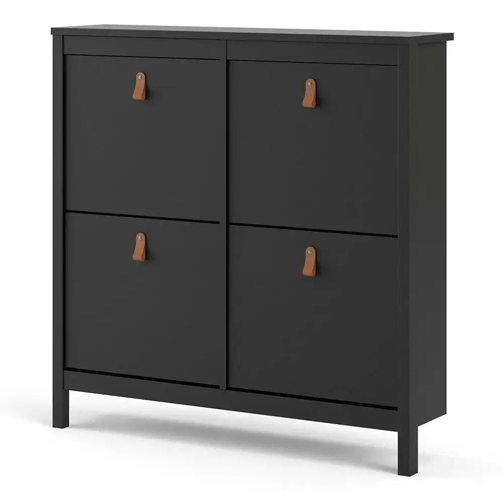 Barcelona Shoe Cabinet 4 Compartments in Matt Black - Price Crash Furniture
