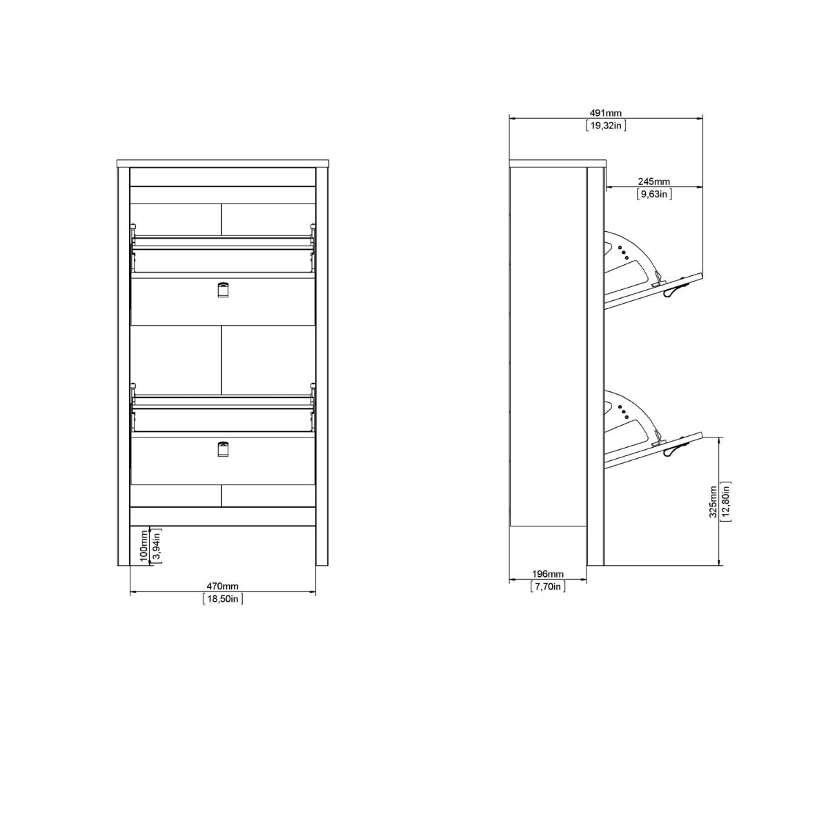 Barcelona Shoe Cupboard 2 Flip Down Doors In Cashmere - Price Crash Furniture