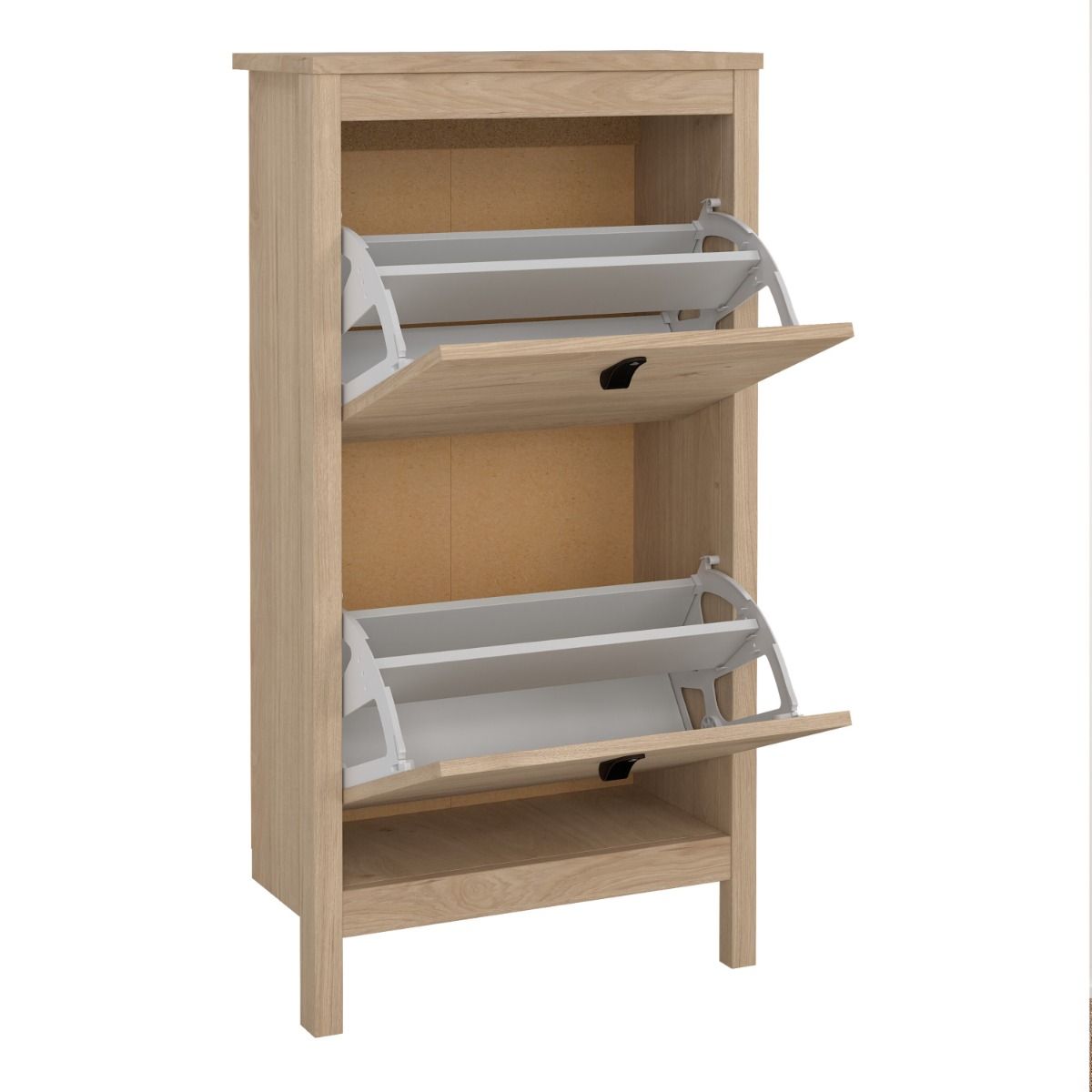Barcelona Shoe Cupboard 2 Flip Down Doors In Jackson Hickory Oak - Price Crash Furniture