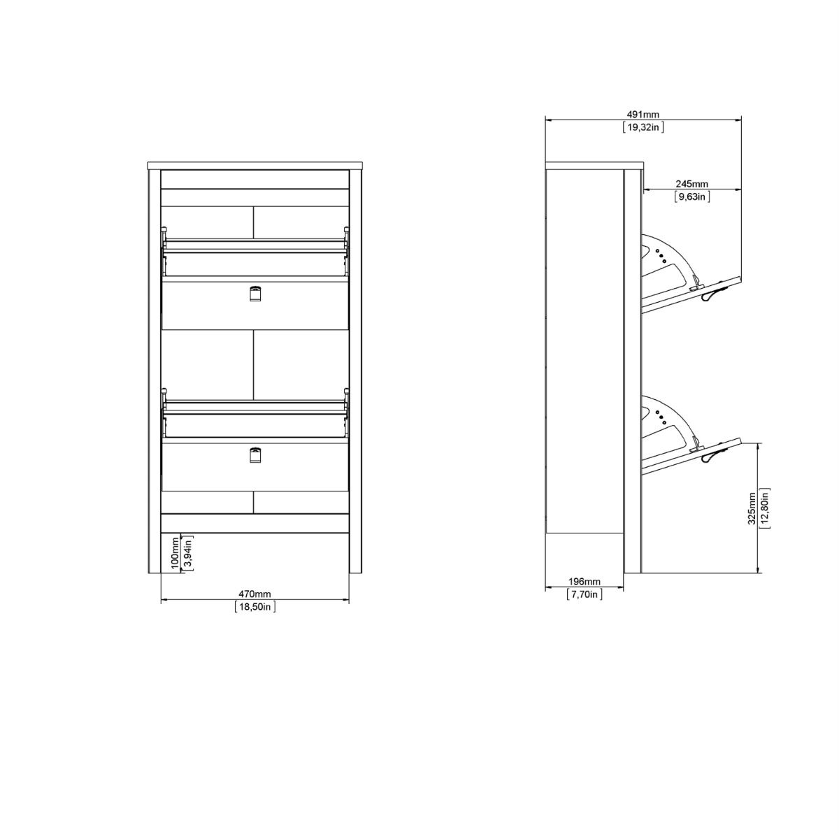 Barcelona Shoe Cupboard 2 Flip Down Doors In Jackson Hickory Oak - Price Crash Furniture
