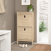 Barcelona Shoe Cupboard 2 Flip Down Doors In Jackson Hickory Oak - Price Crash Furniture
