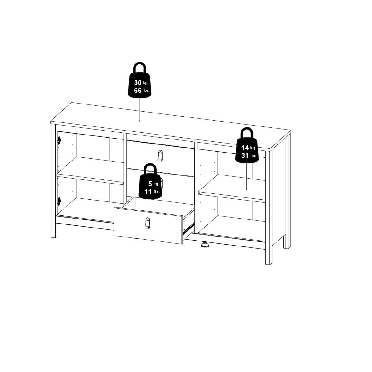 Barcelona Sideboard 2 Doors + 3 Drawers In Cashmere - Price Crash Furniture