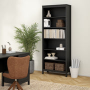 Barcelona Tall Bookcase with 5 Shelves In Black - Price Crash Furniture
