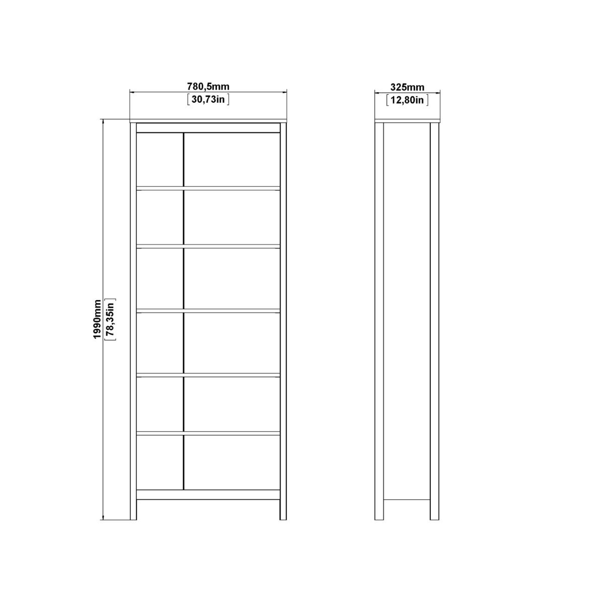 Barcelona Tall Bookcase with 5 Shelves In White - Price Crash Furniture