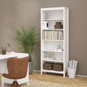 Barcelona Tall Bookcase with 5 Shelves In White - Price Crash Furniture