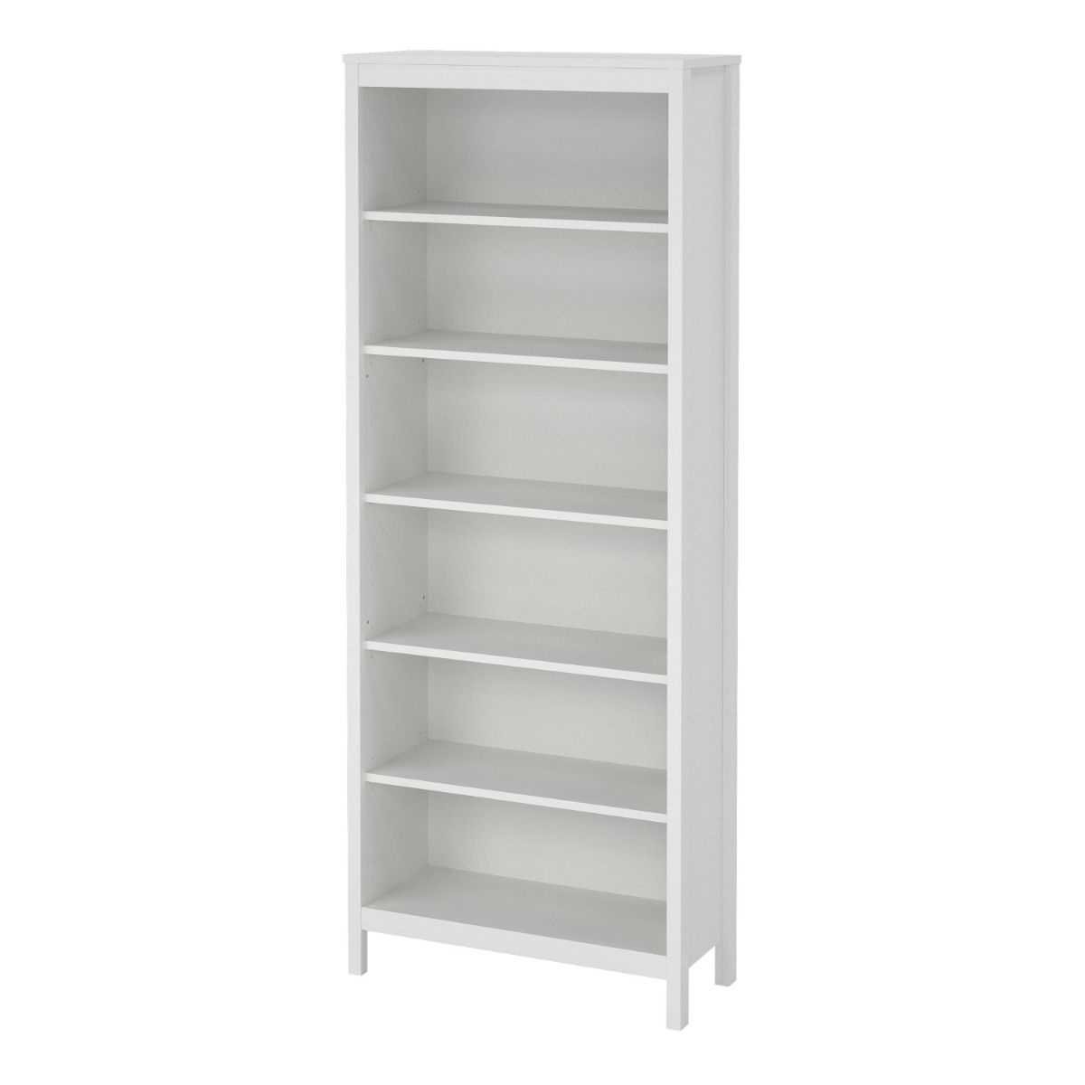 Barcelona Tall Bookcase with 5 Shelves In White - Price Crash Furniture