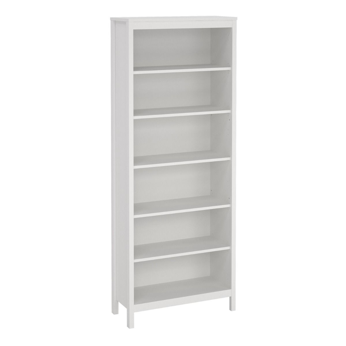 Barcelona Tall Bookcase with 5 Shelves In White - Price Crash Furniture