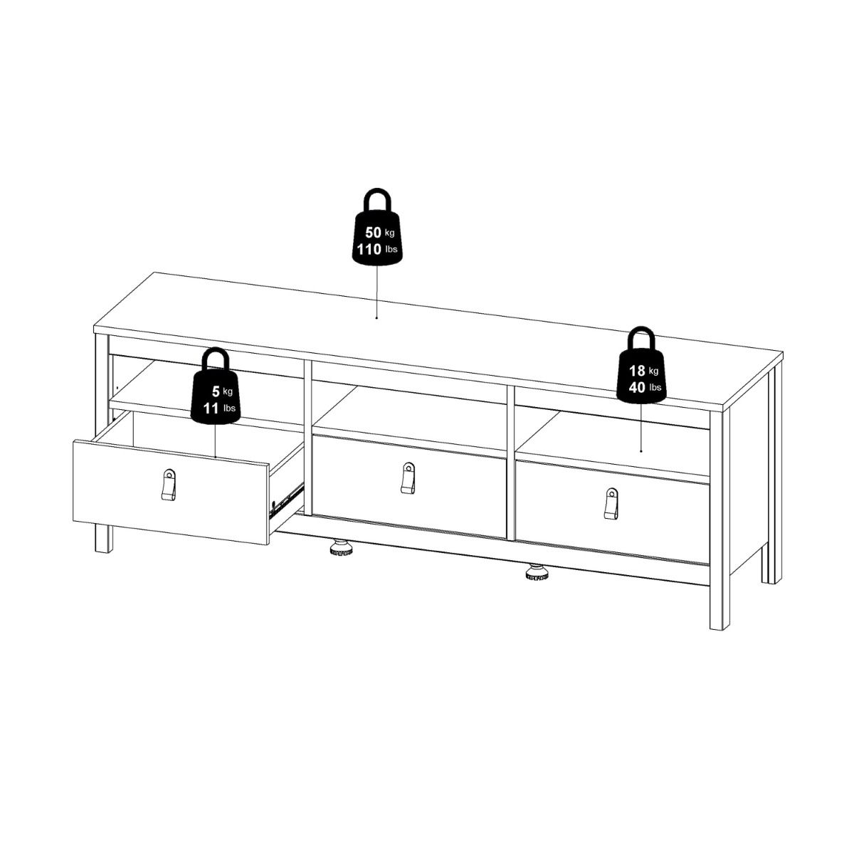 Barcelona TV Cabinet with 3 Drawers In Cashmere - Price Crash Furniture