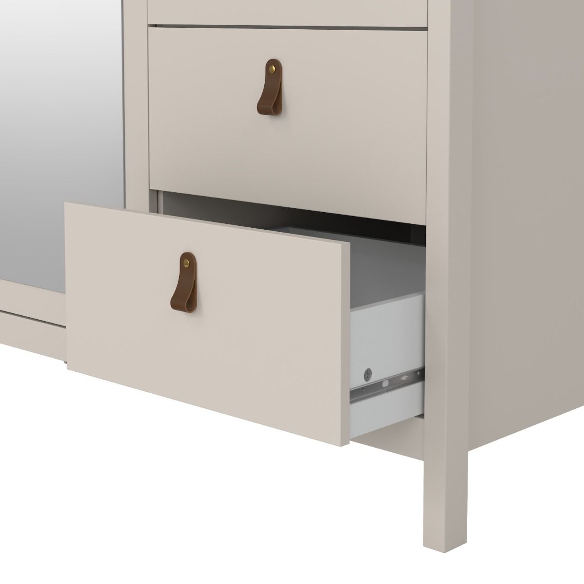 Barcelona Wardrobe With 2 Doors 1 Mirror Door 2 Drawers In Cashmere - Price Crash Furniture