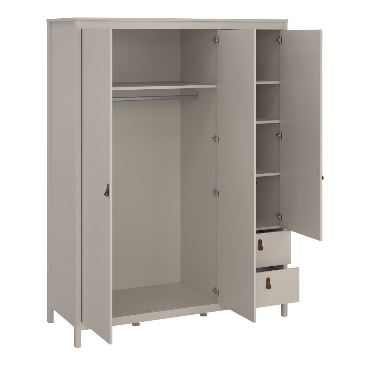 Barcelona Wardrobe With 2 Doors 1 Mirror Door 2 Drawers In Cashmere - Price Crash Furniture