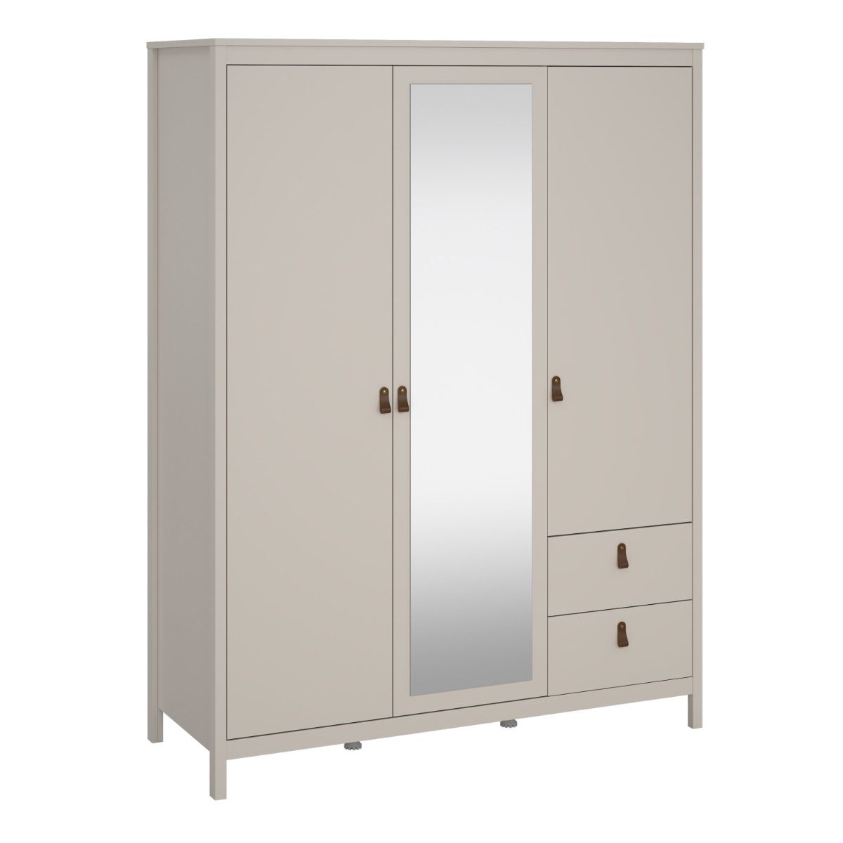 Barcelona Wardrobe With 2 Doors 1 Mirror Door 2 Drawers In Cashmere - Price Crash Furniture