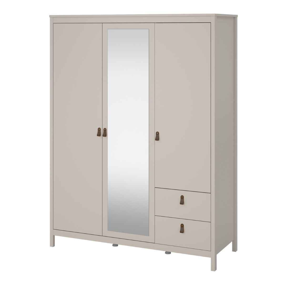 Barcelona Wardrobe With 2 Doors 1 Mirror Door 2 Drawers In Cashmere - Price Crash Furniture